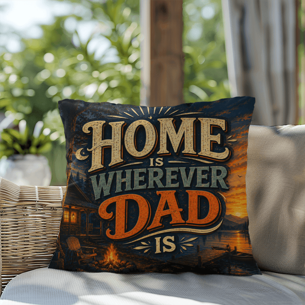 Shop our premium home is wherever dad is throw pillow from MySisterIsASurvivor.