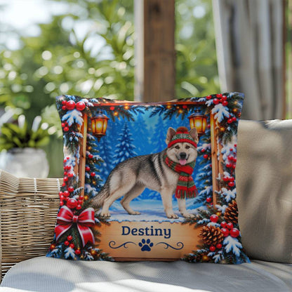 German Shepherd (Maskless Silver Sable) - Personalized Winter Pillow, Custom Dog Name Gift - MySisterIsAsurvor