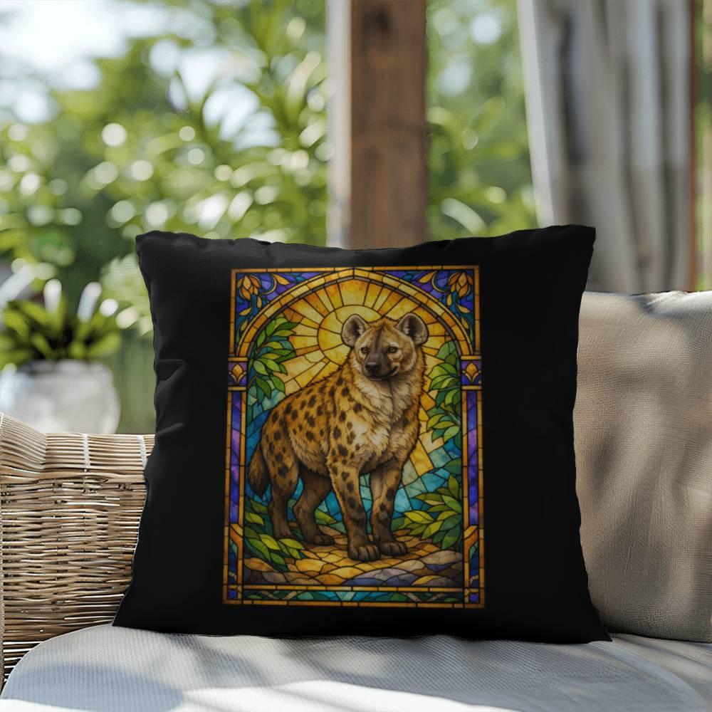Shop our premium hyena stained glass style throw pillow from MySisterIsASurvivor.