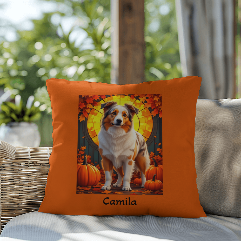 Australian Shepherd Red Merle Coat Pillow, Personalized Indoor Outdoor Dog Cushion, Aussie Gift