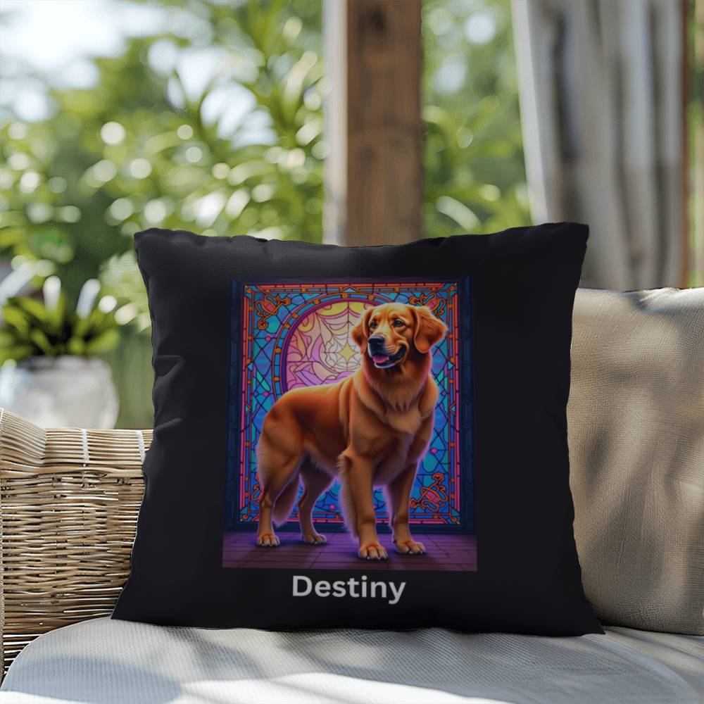 Dark Golden Retriever personalized indoor/outdoor pillow, dog lover home decor gift idea