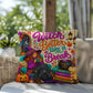 Witch Better Take A Break saying with witch themed self care artwork on a Halloween pillow