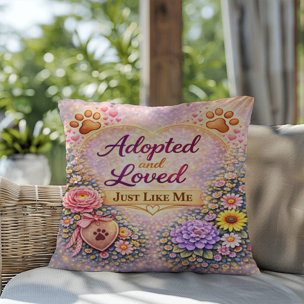 Shop our premium adopted and loved just like me throw pillow from MySisterIsASurvivor.