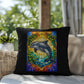 Shop our premium dolphin stained glass style throw pillow from MySisterIsASurvivor.