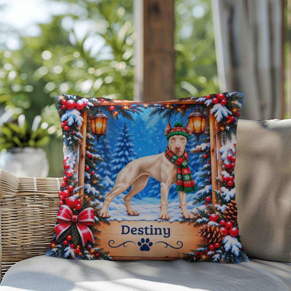 Doberman (White Coat) - Personalized Woodland Accent Pillow, Custom Name Gift for Dog Lovers