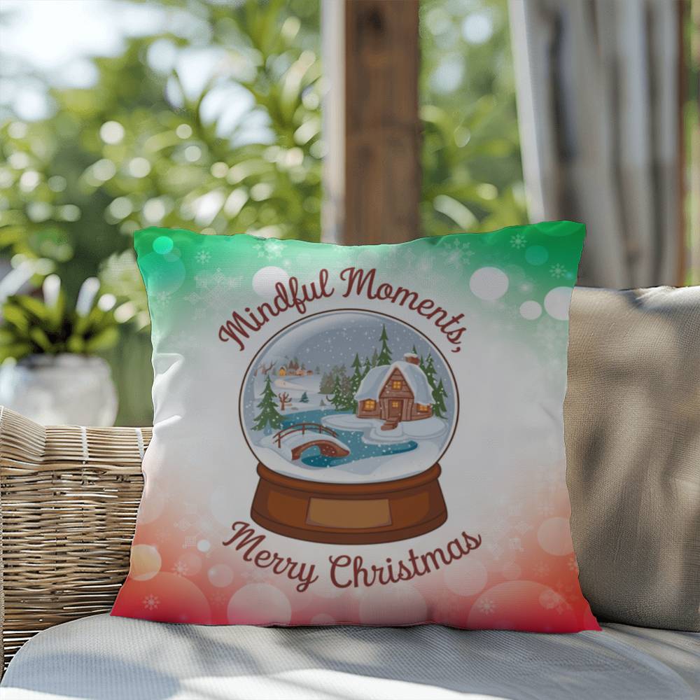 Mindful Moments, Merry Christmas Throw Pillow - Holiday mental health Christmas quote pillow