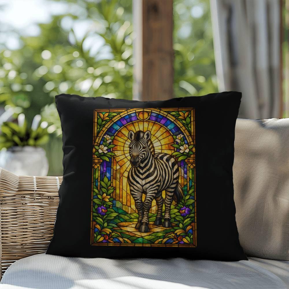 Shop our premium zebra stained glass style throw pillow from MySisterIsASurvivor.