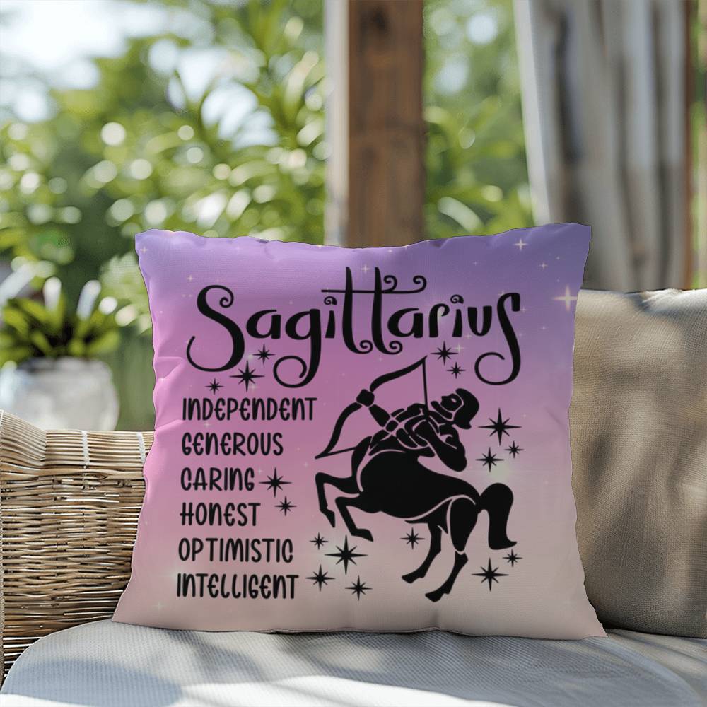 Sagittarius Indoor/Outdoor Pillow – Zodiac Astrology Decor, Boho Accent for Home & Patio