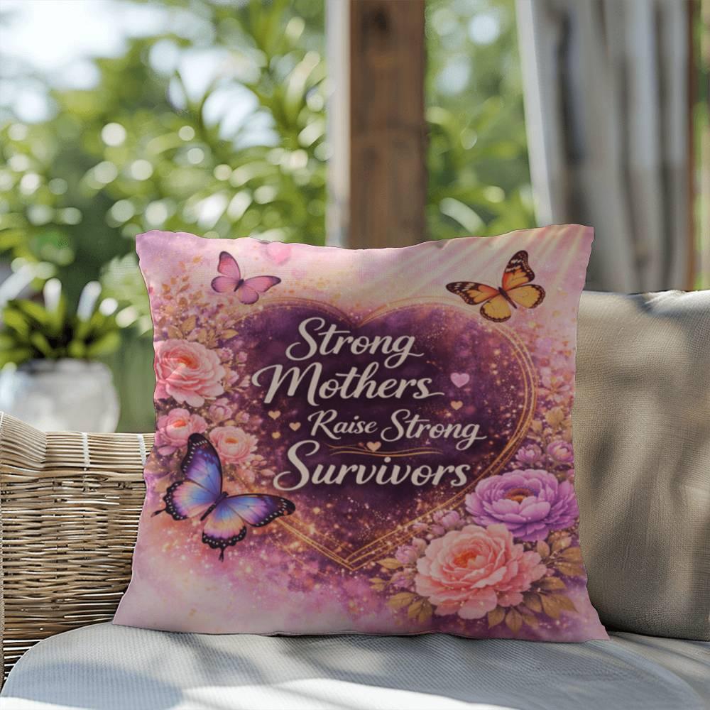 Shop our premium strong mothers raise strong survivors throw pillow from MySisterIsASurvivor.