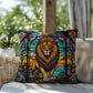 Lion stained glass throw pillow, safari wildlife home decor, indoor outdoor accent cushion