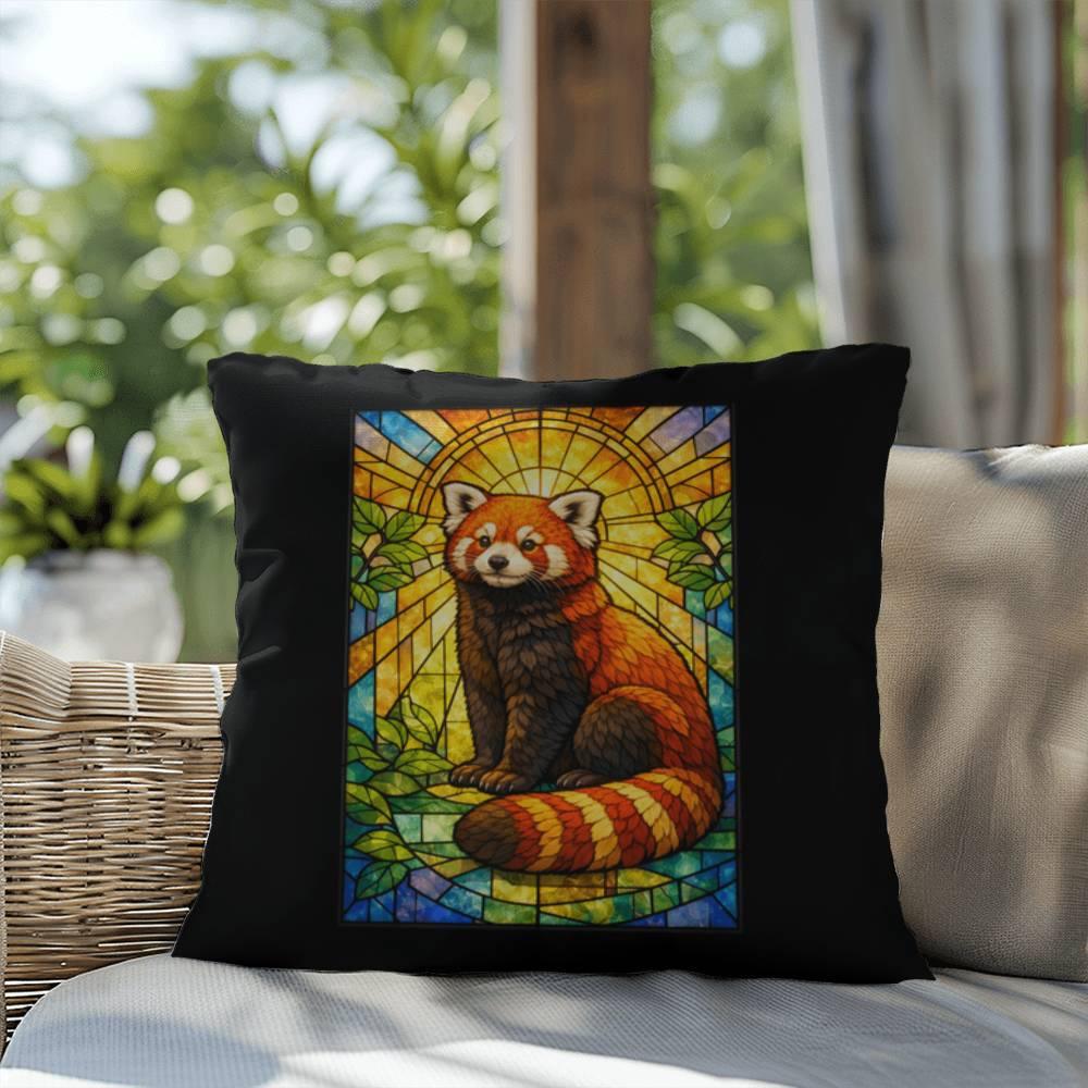 Shop our premium red panda stained glass style throw pillow from MySisterIsASurvivor.