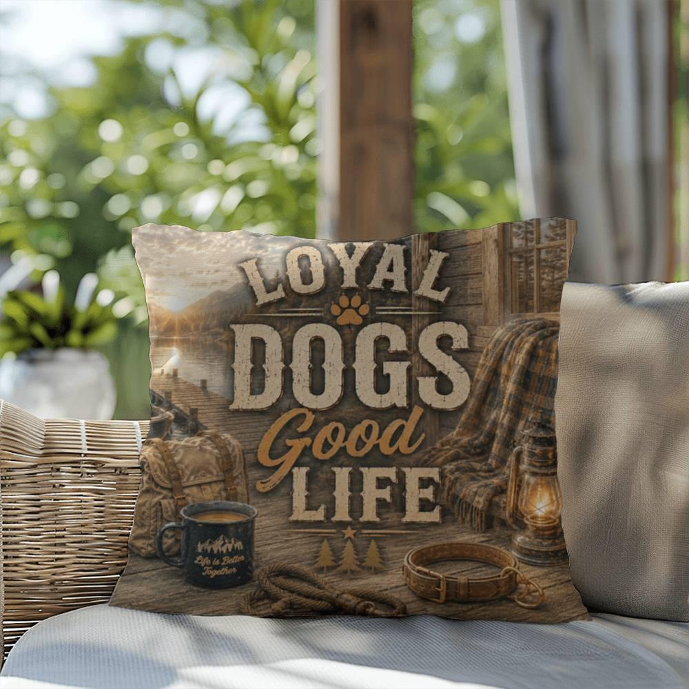 Shop our premium loyal dogs good life throw pillow from MySisterIsASurvivor.