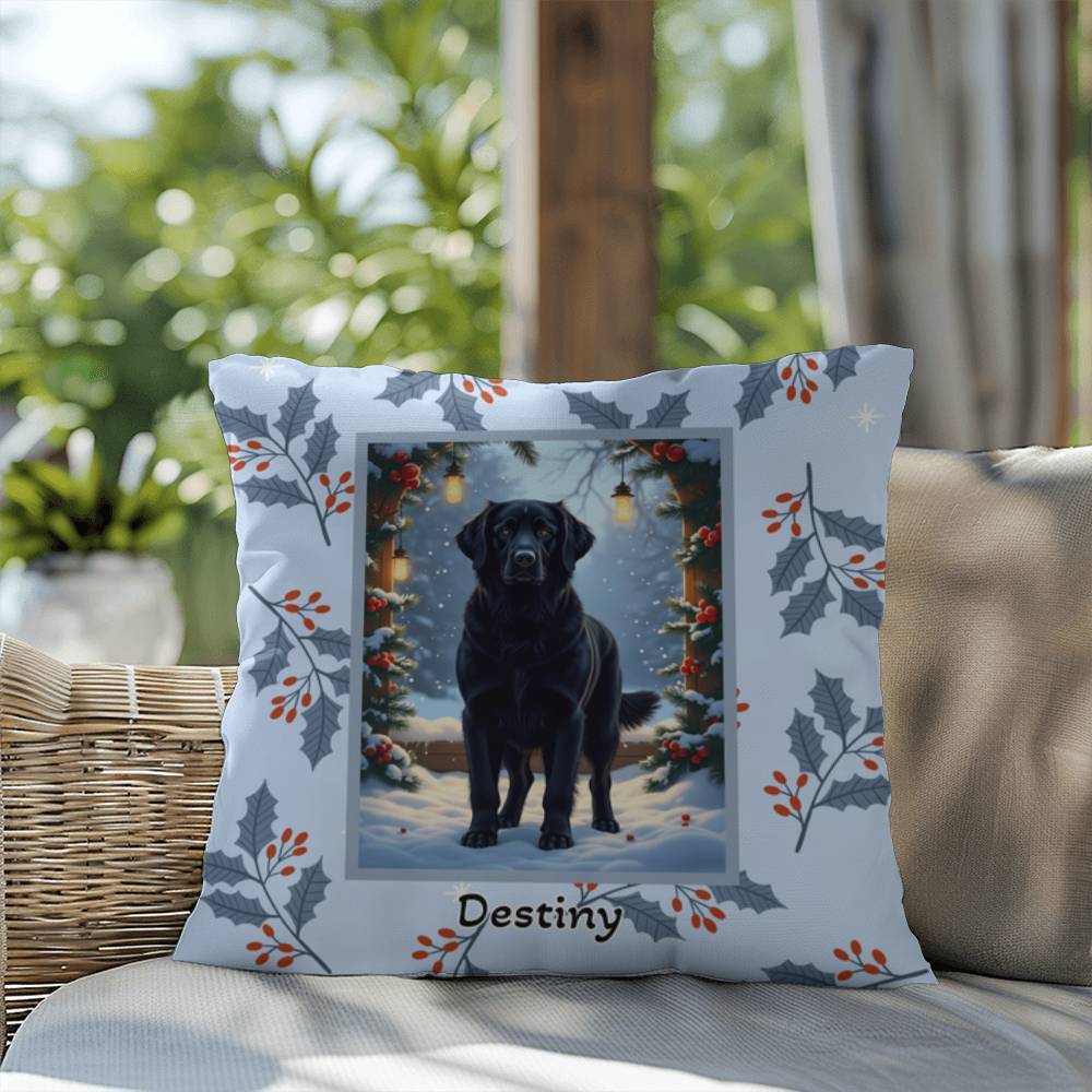 Golden Retriever Black Pillow - Holiday Golden Retriever pillow, indoor winter dog throw, cozy accent