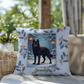 Husky Black Pillow - Winter Husky pillow, indoor dog throw, cozy seasonal home accent