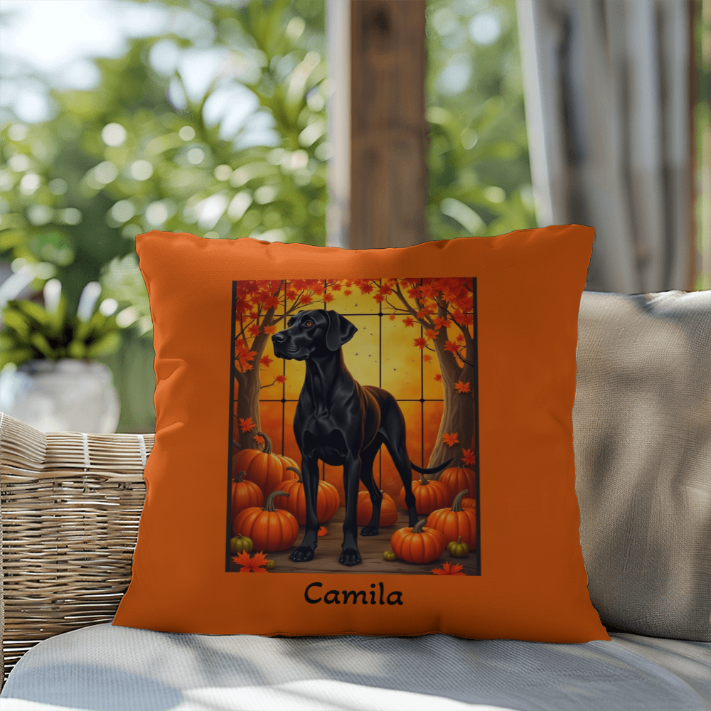 Great Dane (Black) Throw Pillow - Personalized Indoor/Outdoor Dog Cushion, Home Decor Gift