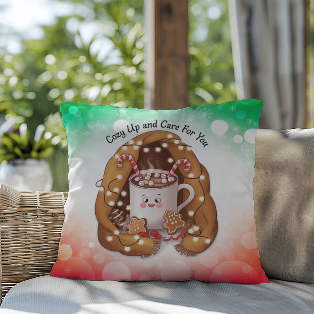 Cozy Up and Care for You Throw Pillow - Christmas self-care holiday comfort decorative pillow
