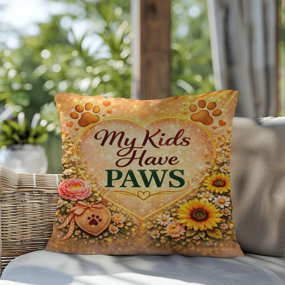 Shop our premium my kids have paws throw pillow from MySisterIsASurvivor.