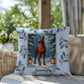 Doberman Red Pillow - Personalized winter dog throw pillow, Doberman home decor, festive accent