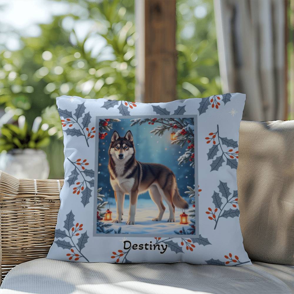 Husky Agouti & White Pillow - Arctic Husky throw pillow, cozy winter dog decor, personalized accent