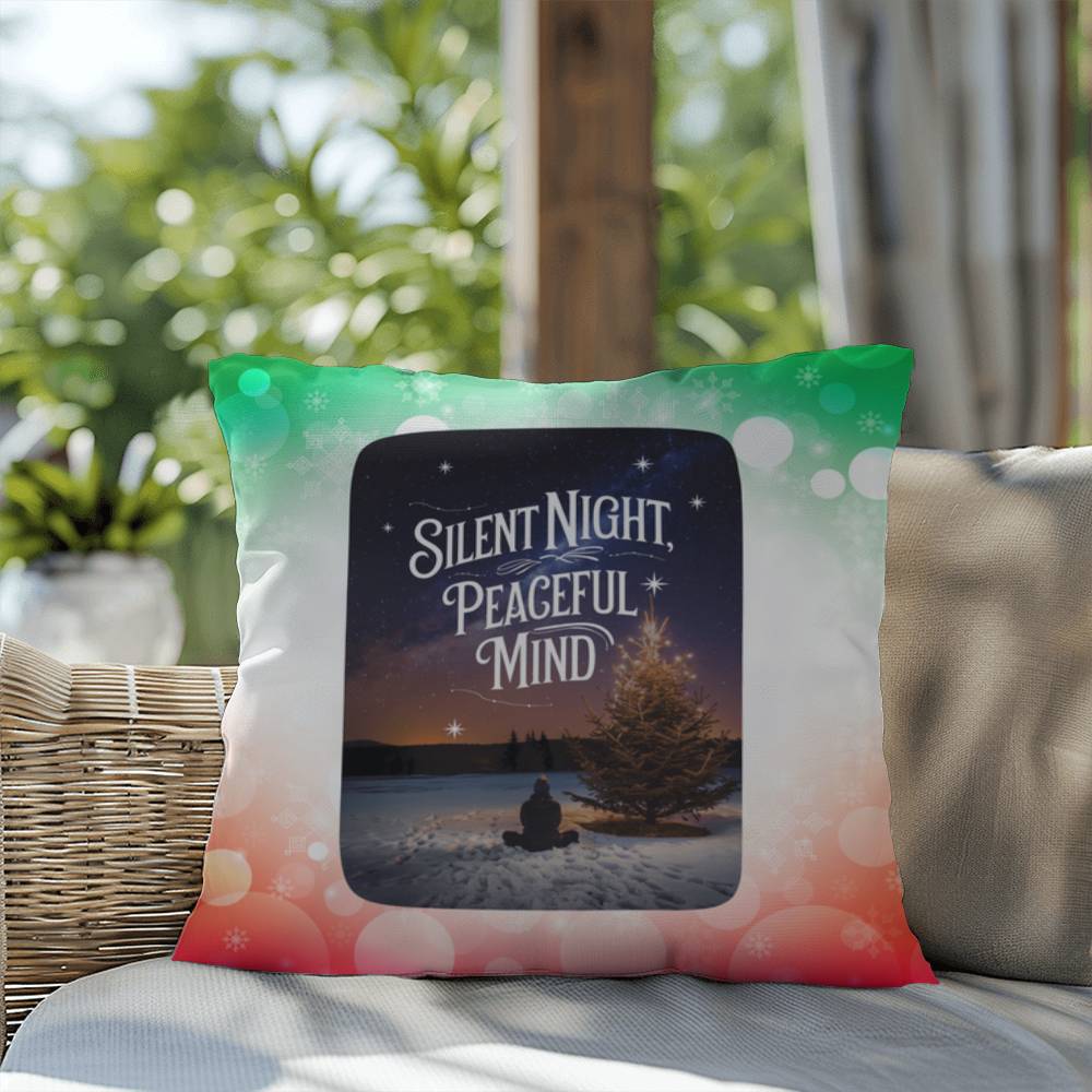 Silent Night, Peaceful Mind Throw Pillow - Calm Christmas holiday home décor decorative pillow
