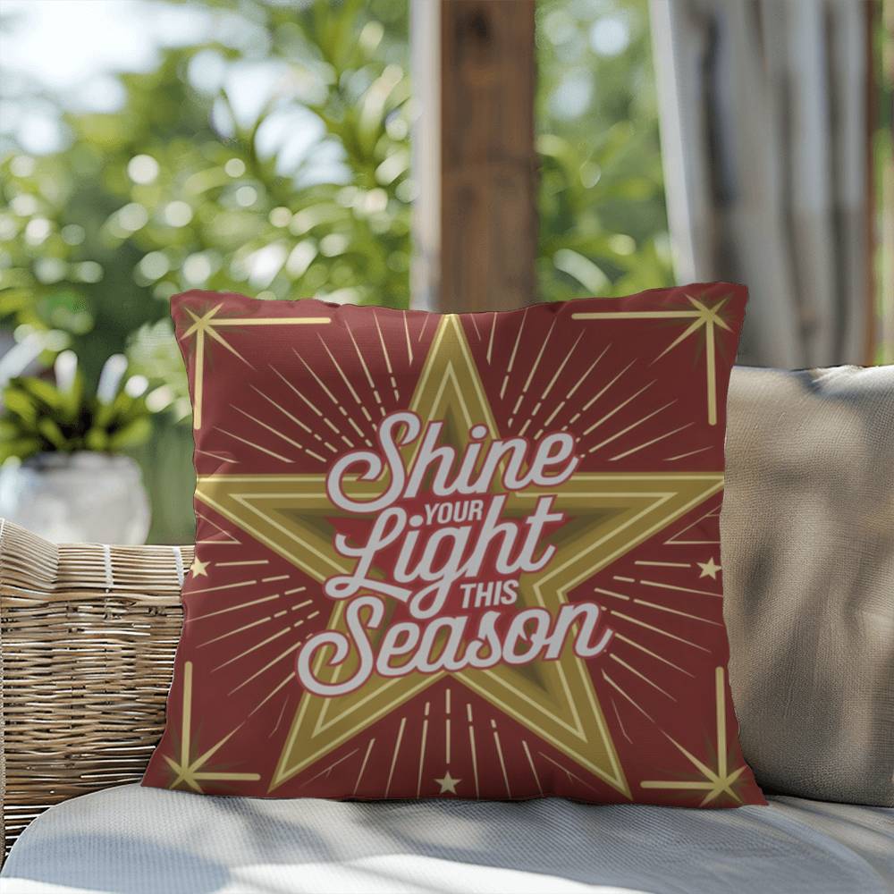 Shine Your Light This Season Throw Pillow - Gentle Christmas décor for inspiration and peace
