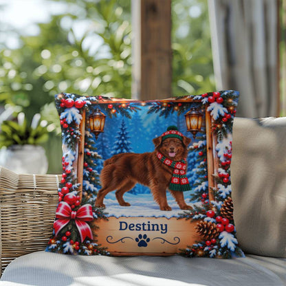 Australian Shepherd (Solid Red Coat) - Personalized Winter Throw Pillow for Aussie Dog Lovers