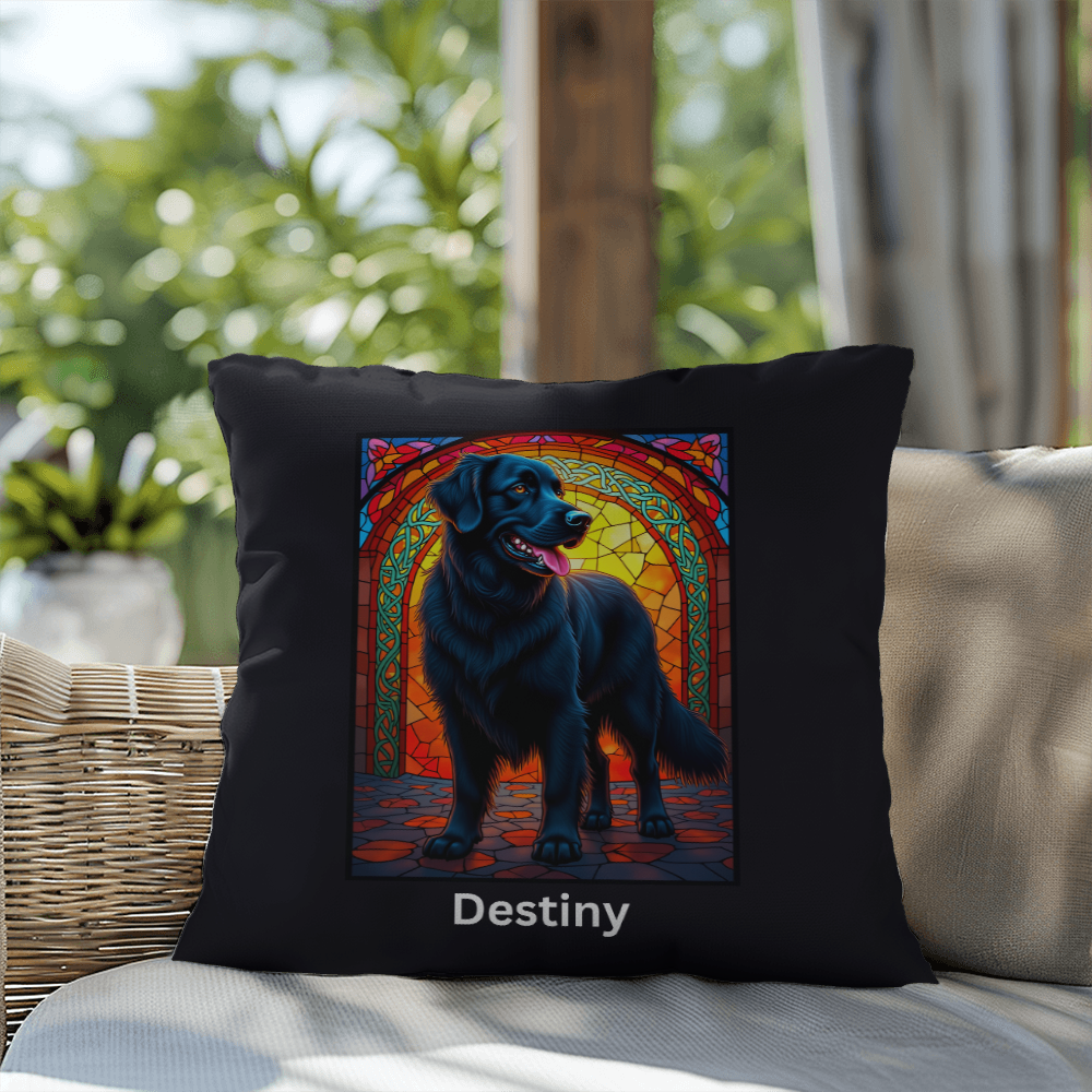 Black Golden Retriever personalized indoor/outdoor pillow, dog lover throw for home or patio decor