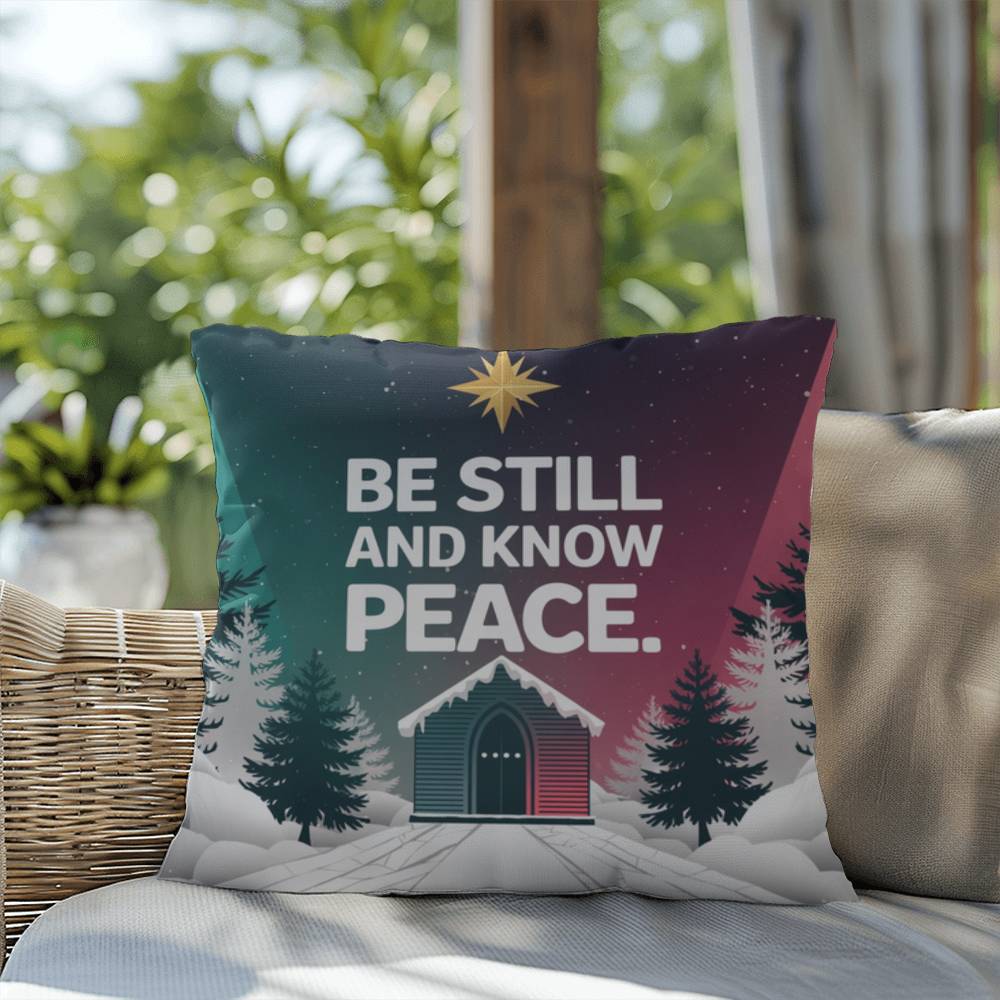 Be Still and Know Peace Throw Pillow - Calm Christmas home décor for mindfulness and reflection