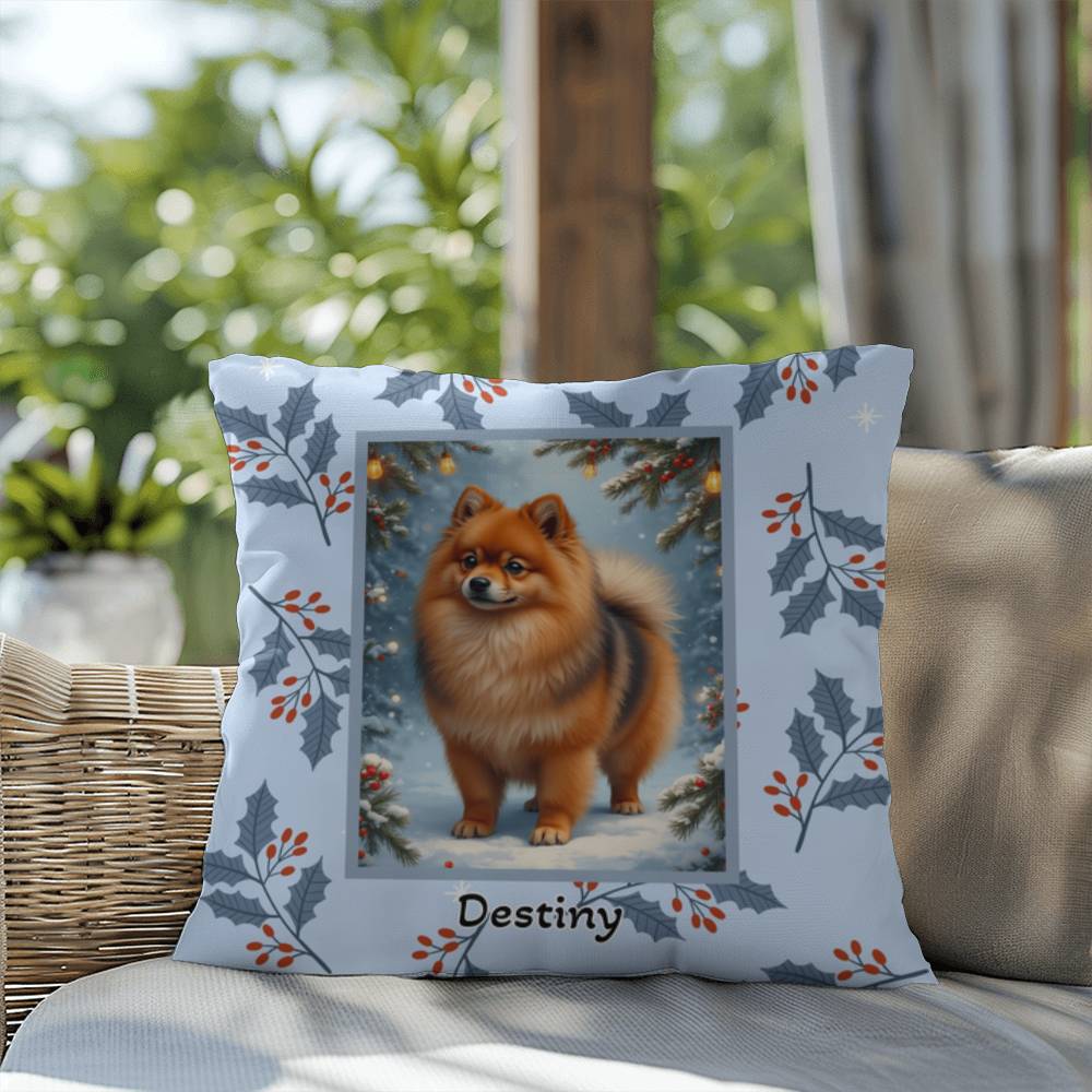 Pomeranian Orange Sable Pillow - Winter Pom throw pillow, seasonal dog decor, cozy indoor accent