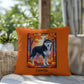 Black and White Husky pillow blue eyes, custom indoor outdoor dog cushion, gift for Husky fans - MySisterIsASurvivor