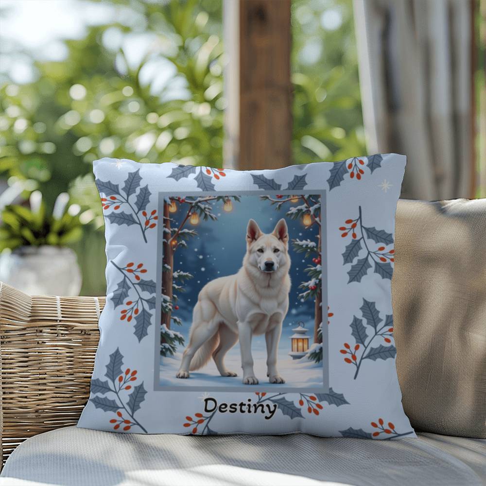 German Shepherd White Pillow - Cozy Shepherd throw pillow, indoor winter dog pillow, personalized accent