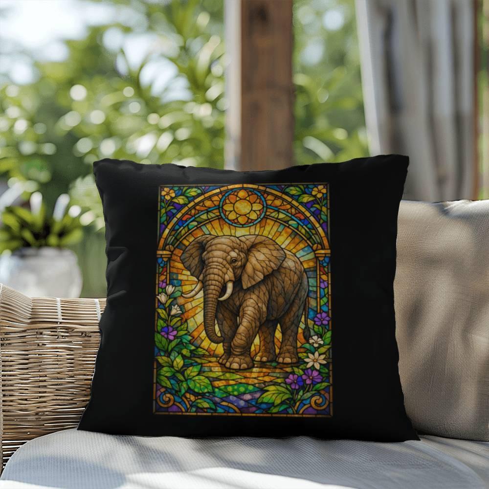Shop our premium elephant stained glass style throw pillow from MySisterIsASurvivor.