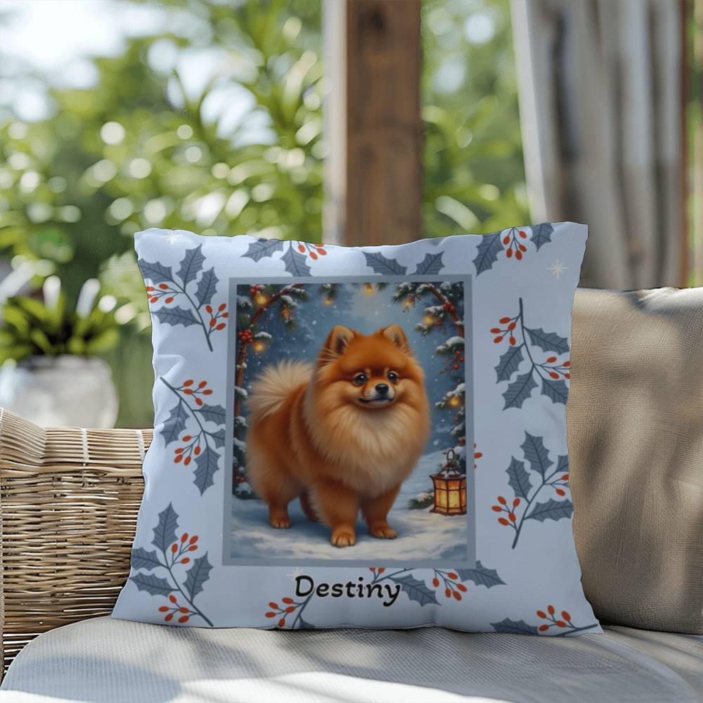 Pomeranian Orange Pillow - Festive Pom throw pillow, holiday dog pillow, cozy home accent