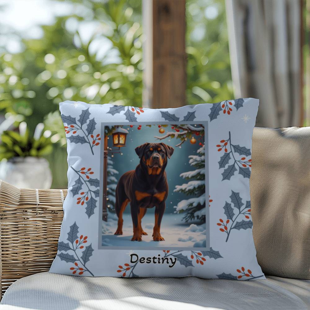 Rottweiler Chocolate Pillow - Festive Rottweiler throw pillow, winter dog home decor, cozy accent