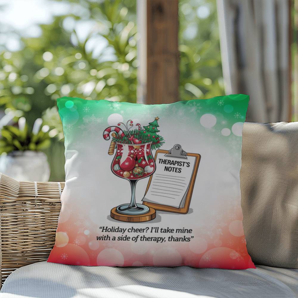 Holiday Cheer? I’ll Take Mine with Therapy Throw Pillow - Holiday mental health home décor pillow