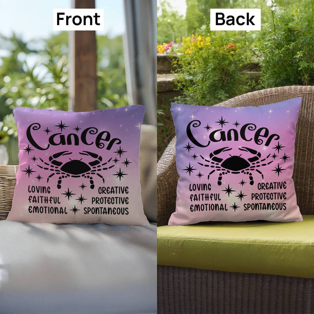Cancer Indoor/Outdoor Pillow – Zodiac Astrology Decor, Boho Accent for Home & Patio