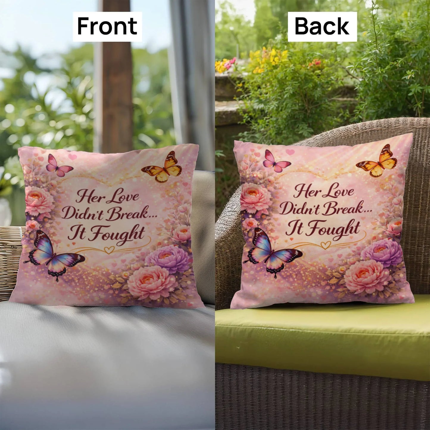 Shop our premium her love didnt break it fought throw pillow from MySisterIsASurvivor.