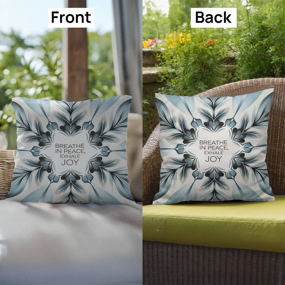 Breathe In Peace, Exhale Joy Throw Pillow - Calming Christmas pillow for mental wellness and balance