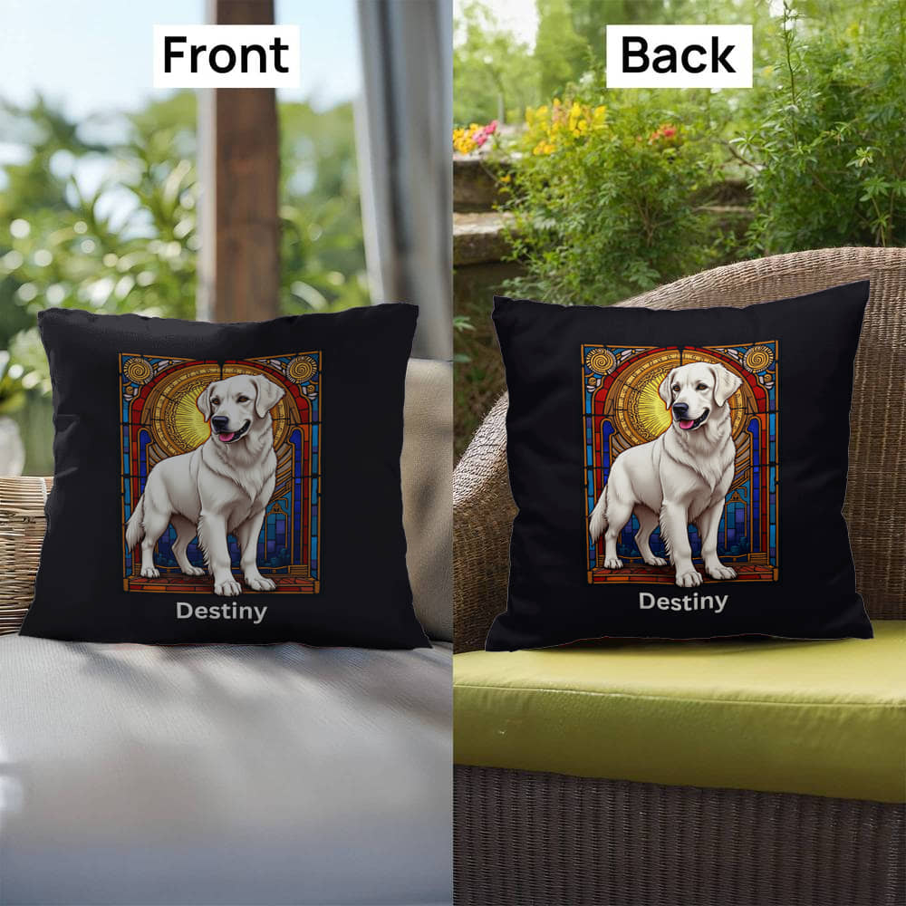 White Golden Retriever personalized indoor/outdoor pillow, dog lover home decor gift idea