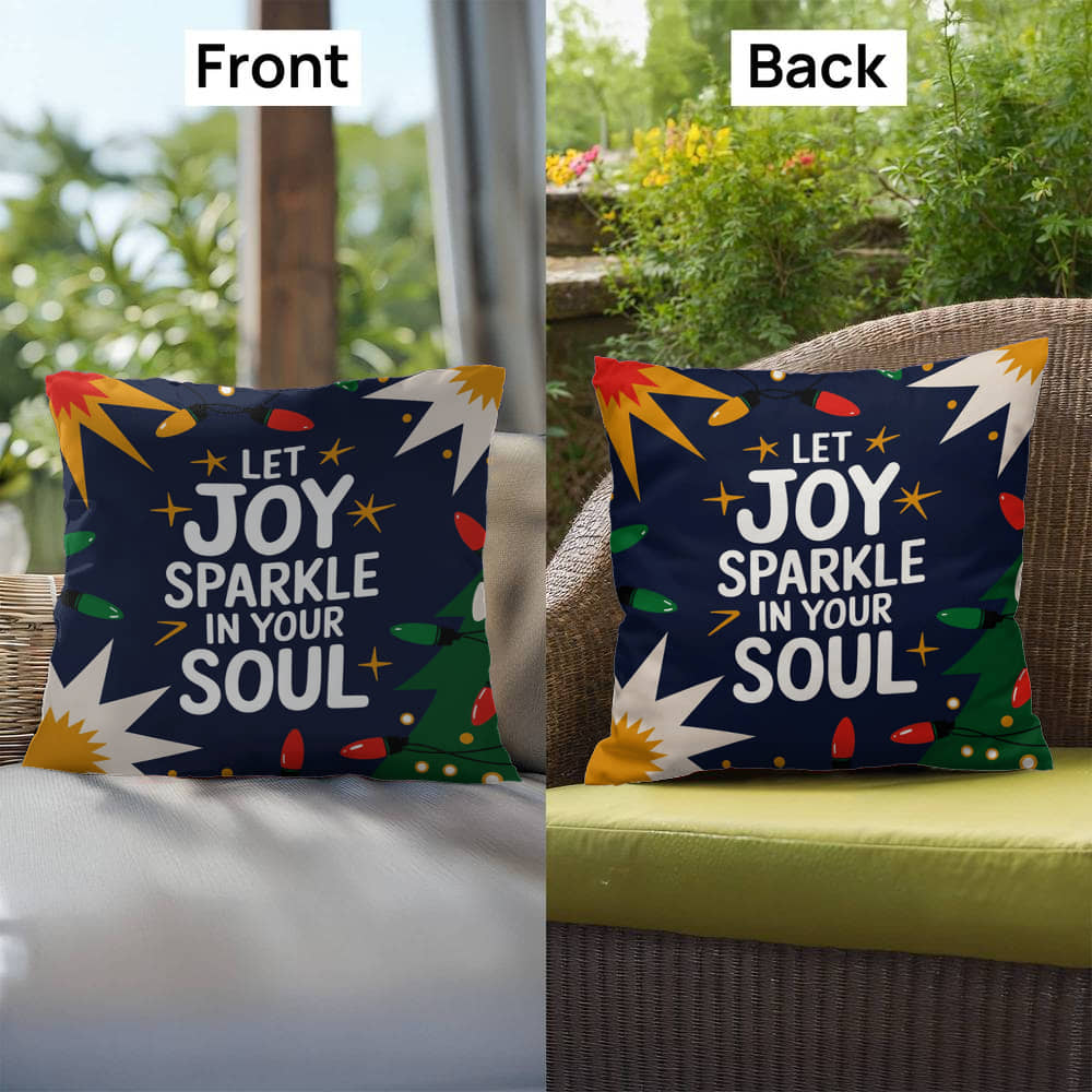 Let Joy Sparkle in Your Soul Throw Pillow - Uplifting Christmas décor for warmth and mindfulness