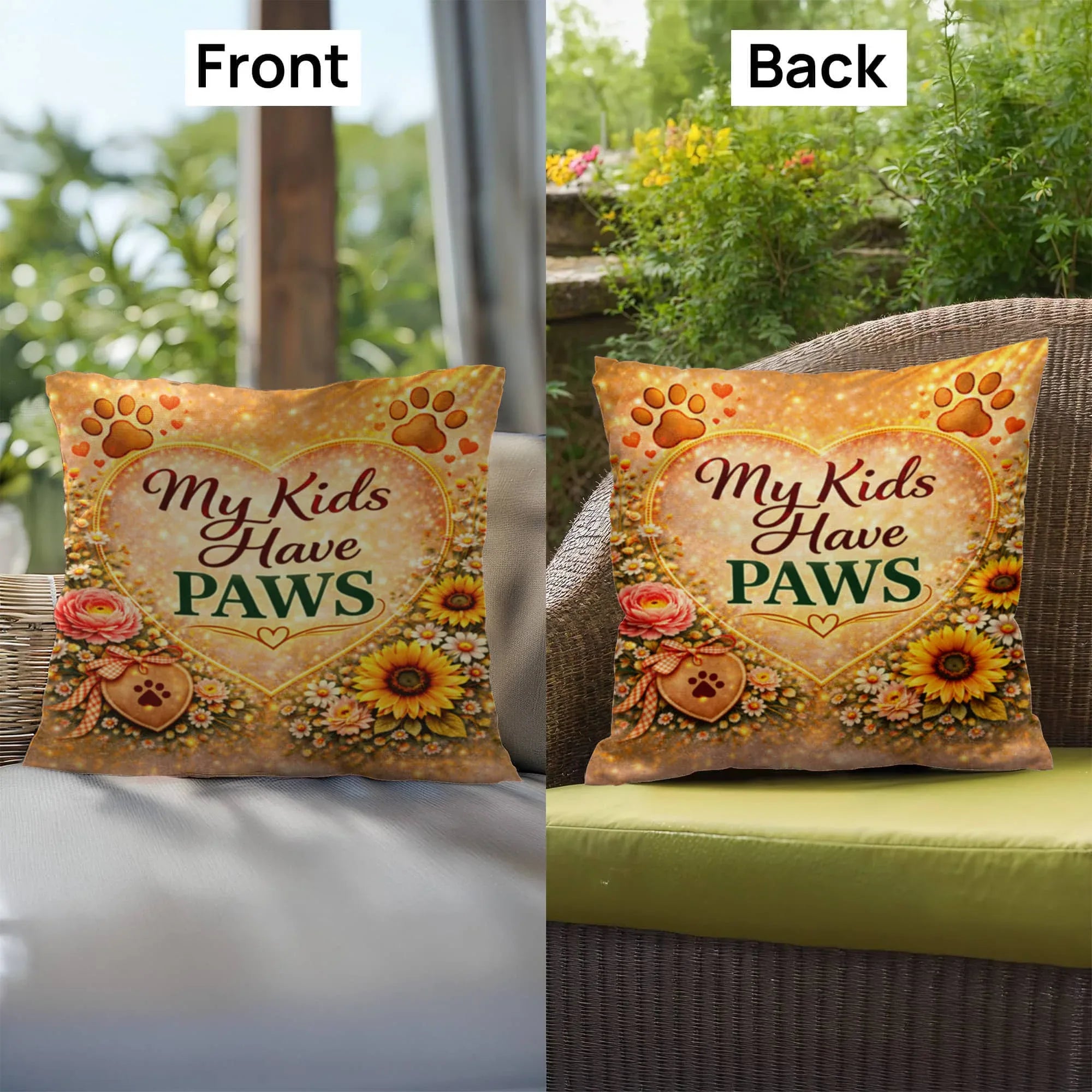Shop our premium my kids have paws throw pillow from MySisterIsASurvivor.