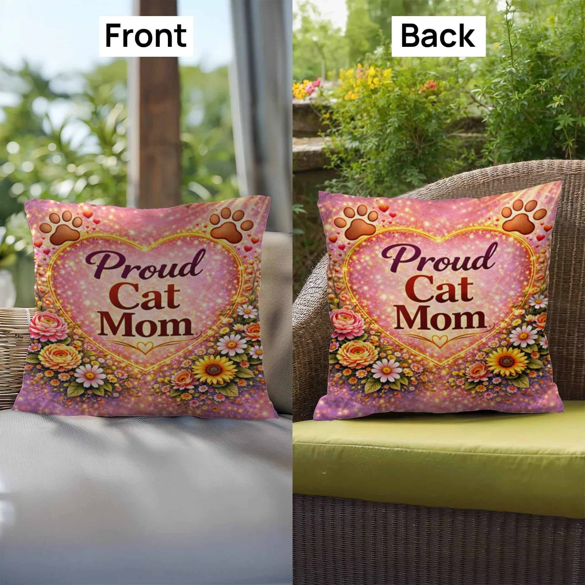 Shop our premium proud cat mom throw pillow from MySisterIsASurvivor.