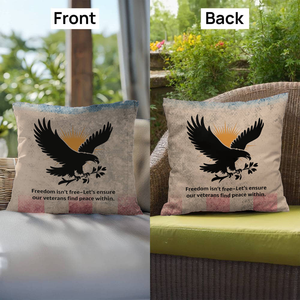 Freedom Isn't Free Indoor/Outdoor Pillow: Resilient Comfort - Mental Health & Memorial Tribute