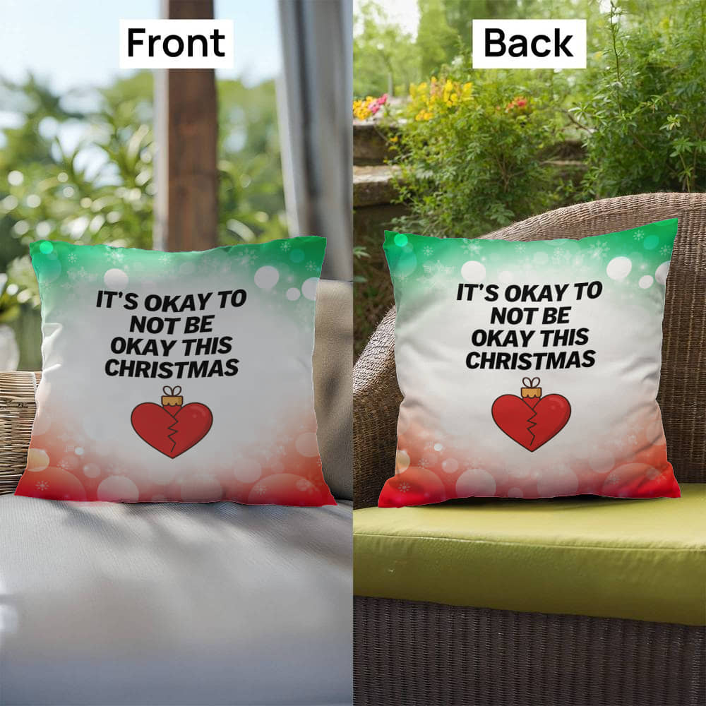It’s Okay to Not Be Okay This Christmas Throw Pillow - Funny Christmas wellness decorative pillow