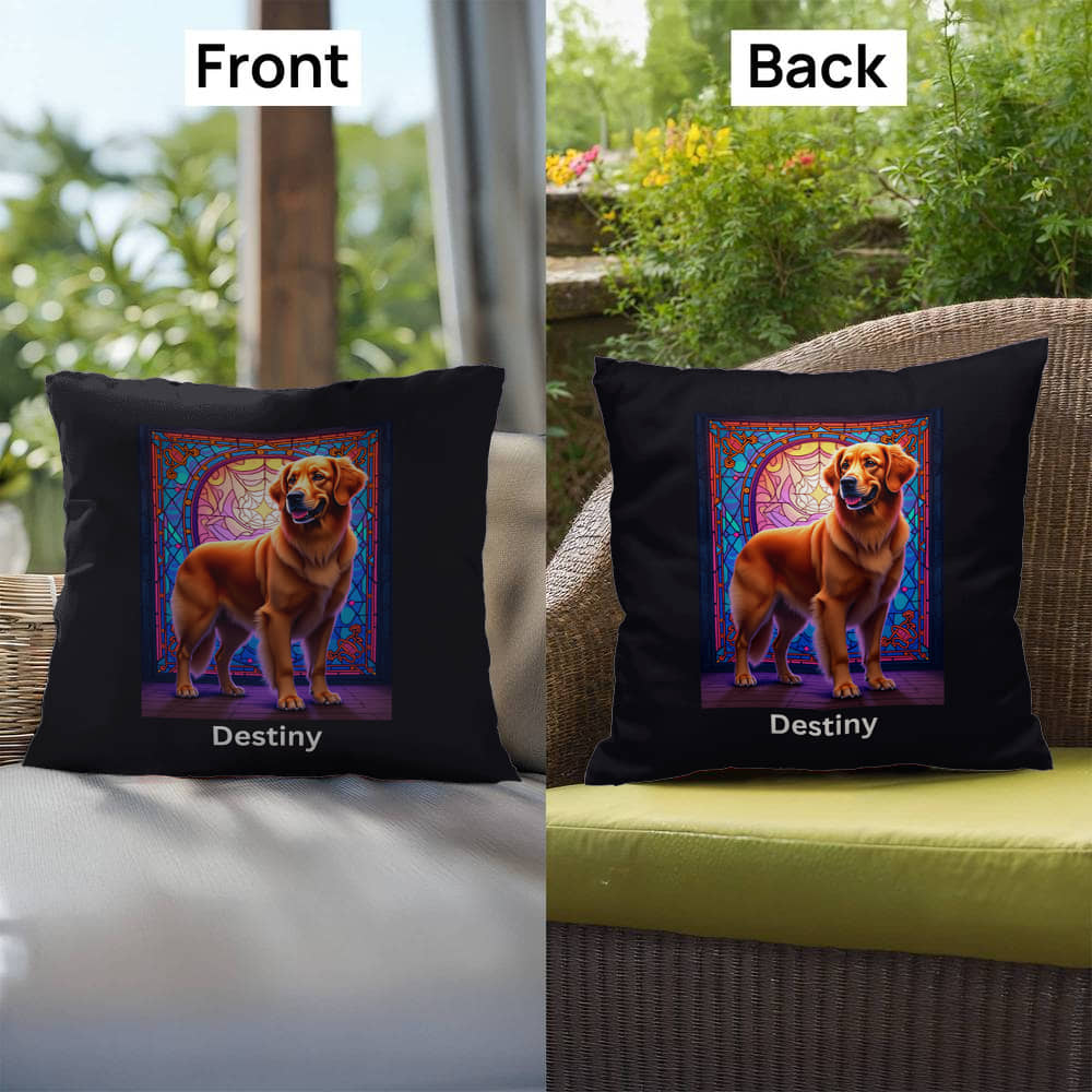Dark Golden Retriever personalized indoor/outdoor pillow, dog lover home decor gift idea