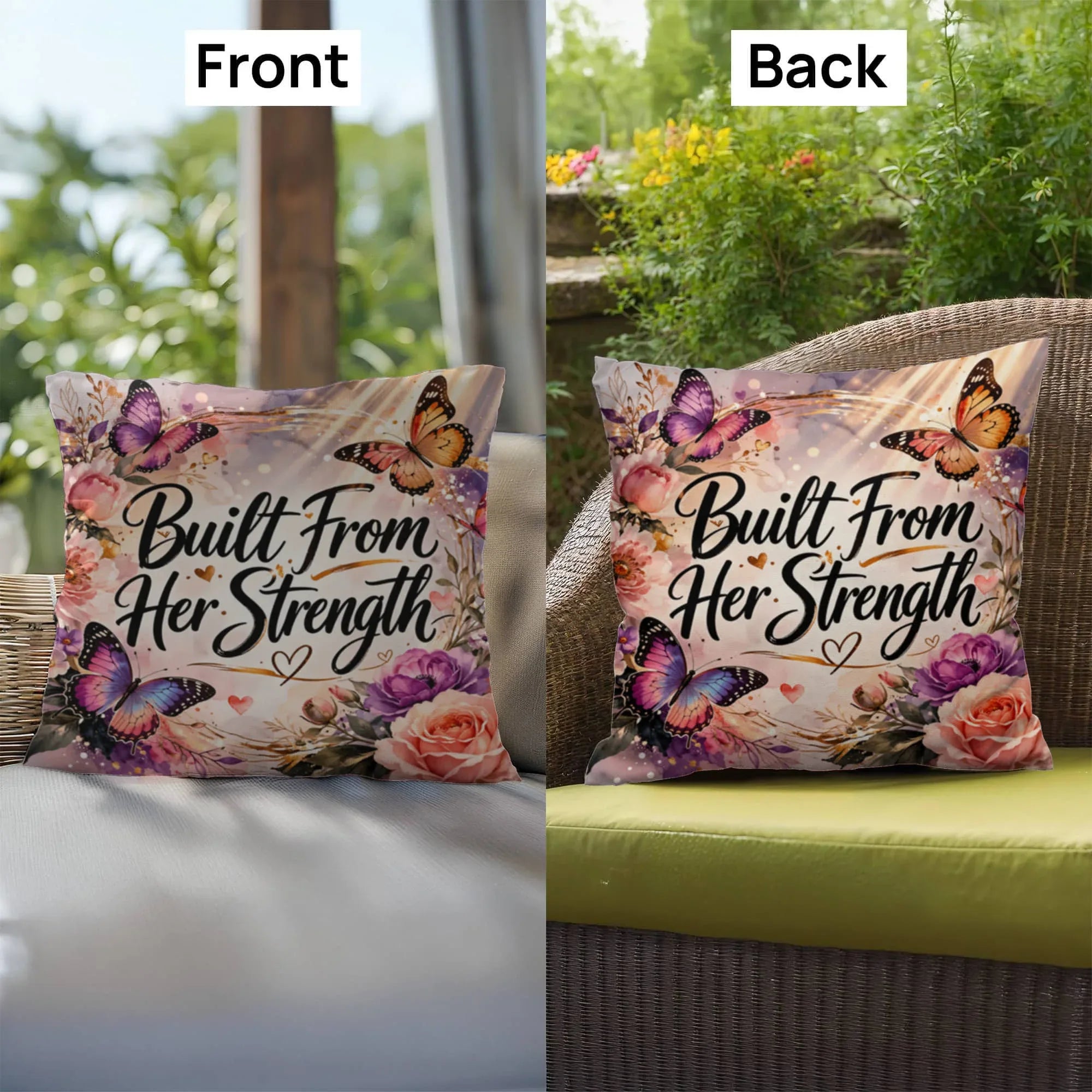 Shop our premium built from her strength throw pillow from MySisterIsASurvivor.
