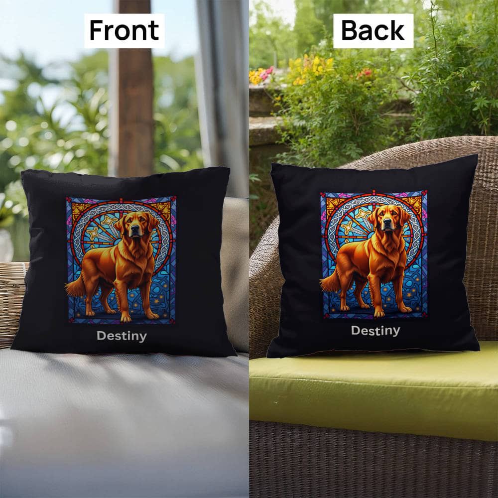 Red Golden Retriever indoor/outdoor pillow, custom dog lover throw pillow gift for pet parents