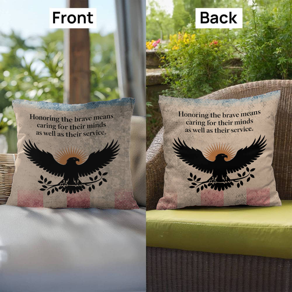 Honoring The Brave Indoor/Outdoor Pillow: Resilient Comfort - Mental Health & Memorial Tribute