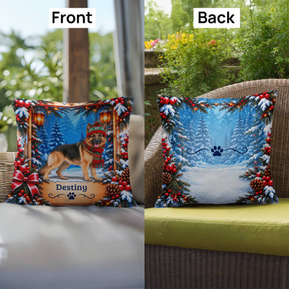 German Shepherd (Black & Tan Coat) - Personalized Lodge Pillow, Winter Gift for Shepherd Owners