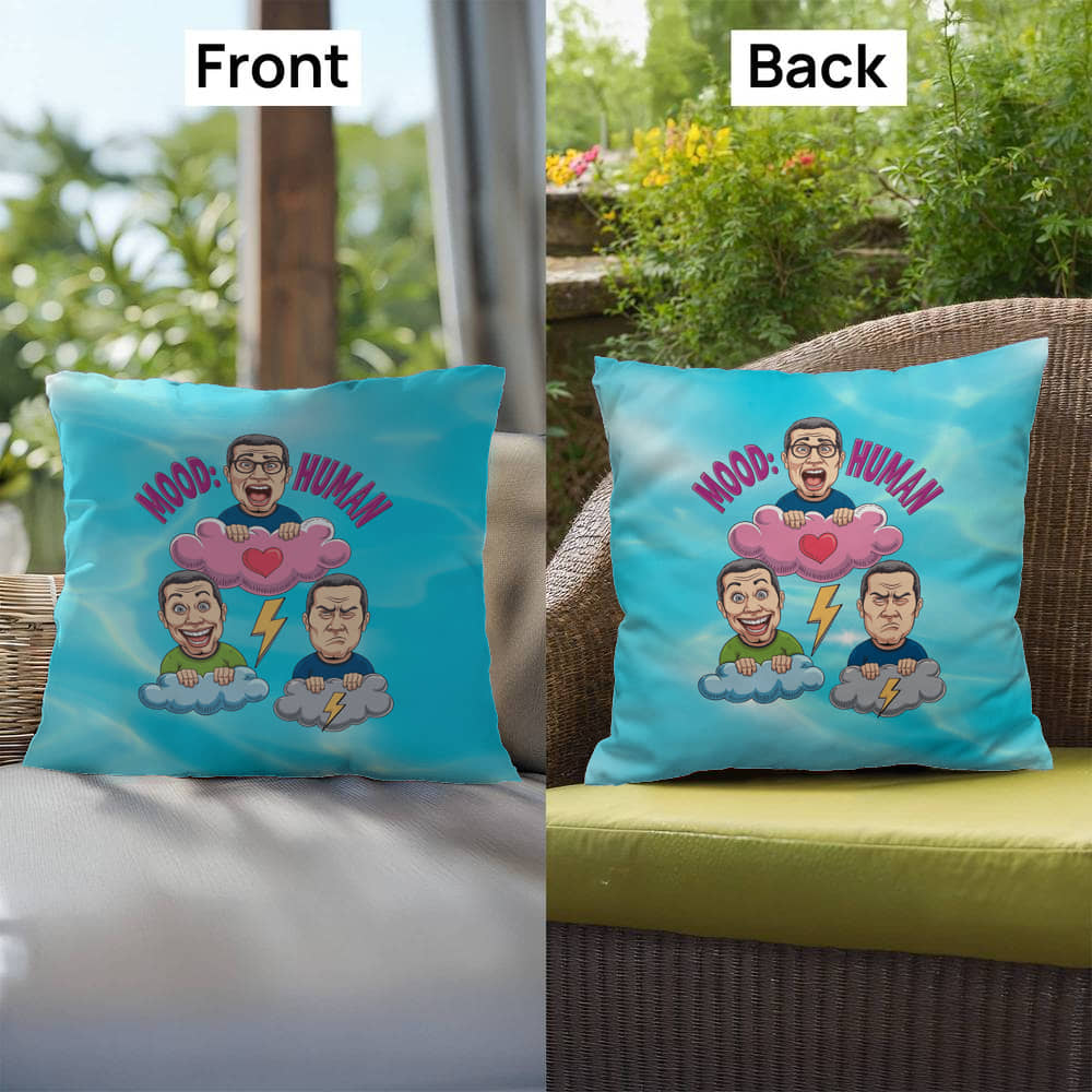 Mood: Human Indoor/Outdoor Pillow -Mental Health Support, Self-Care Decor, Anxiety Relief Throw Cushion